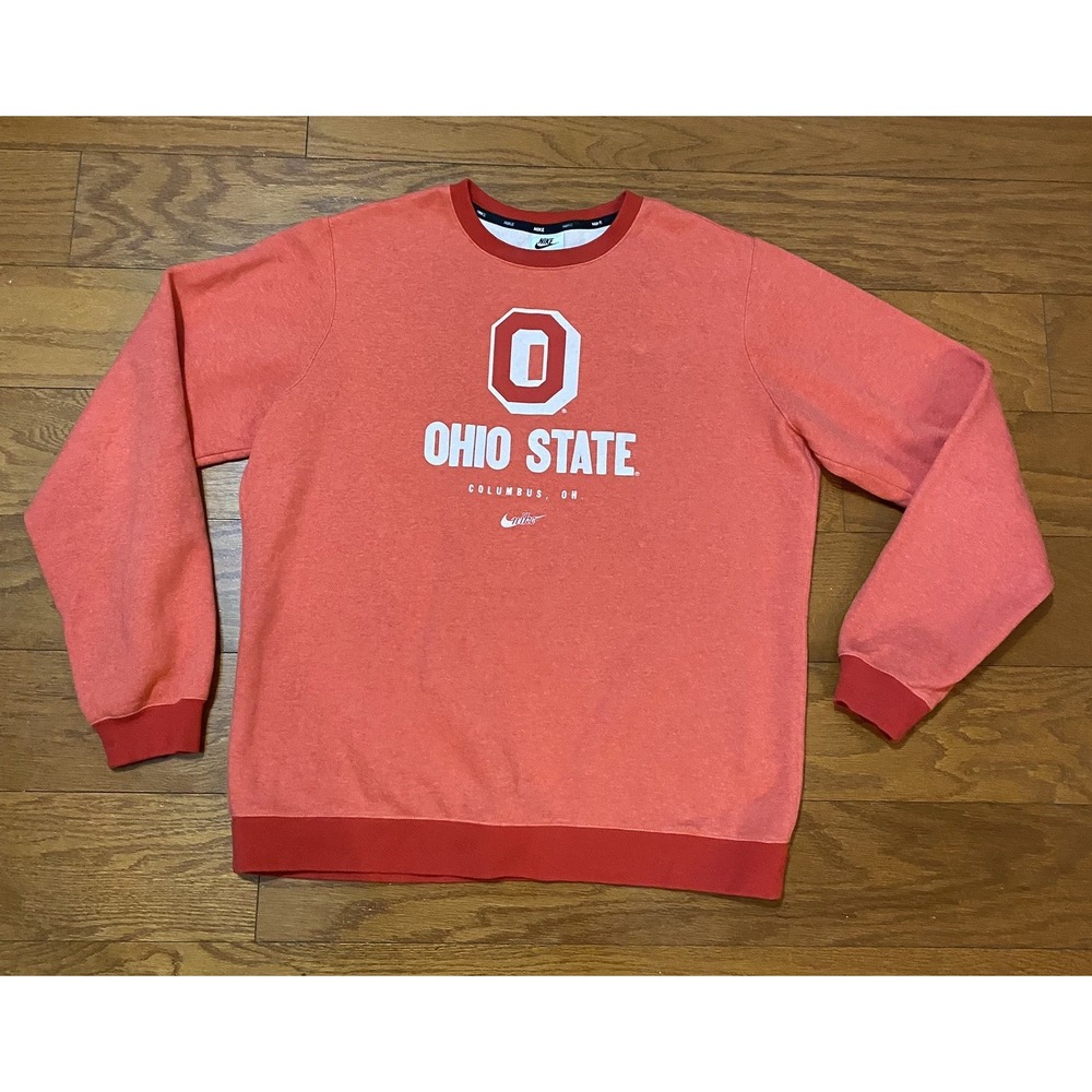 Nike Ohio State Buckeyes Red Crewneck Sweatshirt Size Large Columbus Ohio Excell